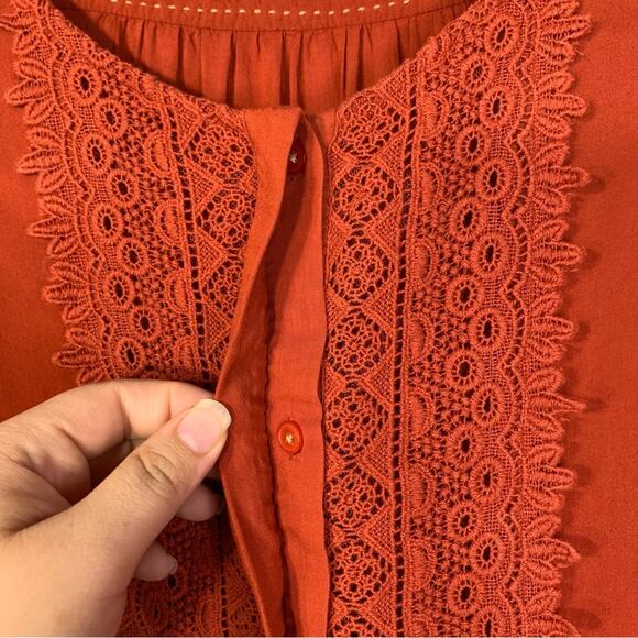 Maeve Anthropologie Crescent Street Blouse top rust orange terracotta top size 2 - Picture 5 of 9